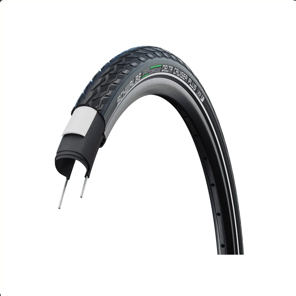 Schwalbe Delta Cruiser Plus (Greenguard 3mm anti-lek), Zwart met reflectie, 28x1.40, ETRTO 37-622
